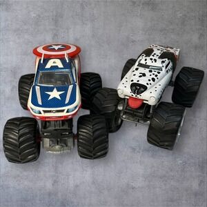 Hot Wheels Monster Jam Trucks Lot Captain America Taiwan & Dalmatian 2004 Mattel